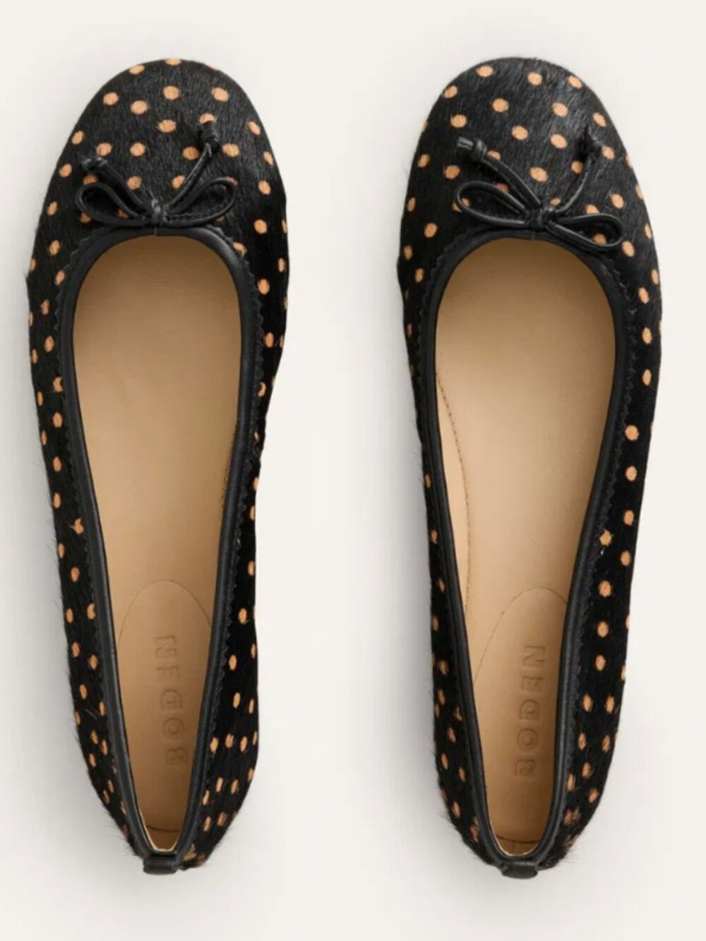 Boden Women's Ballet Flats Black and Brown Polka Dots